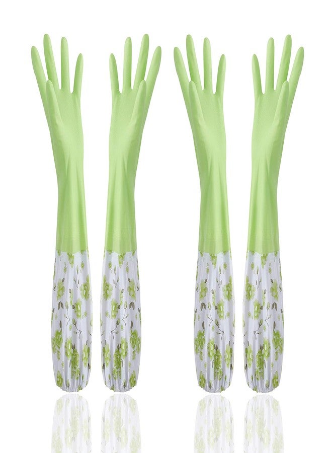 MobFest قفازات موبفيست الشتوية الدافئة القابلة لإعادة الاستخدام لغسل الأطباق وتنظيف المطبخ، متعددة الأغراض، مبطنة من الداخل بصوف قطني، بطول الكوع، زوجان - Image 1